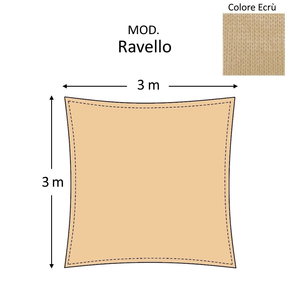 Vela ombreggiante tenda da sole telo QUADRATA RETTANGOLARE 5x5 4x6 3x3 3x4 m - Foto 12 di 16