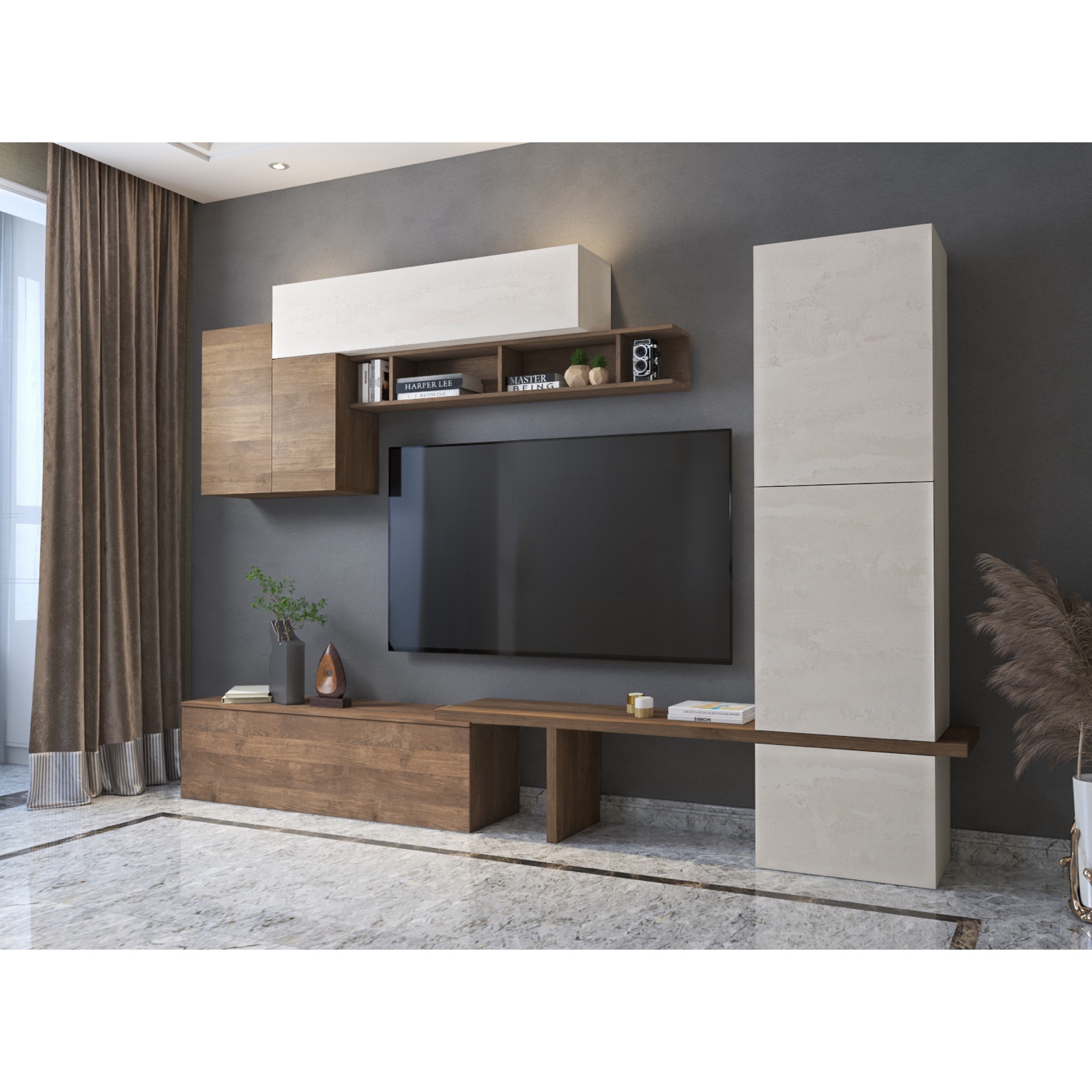 PARETE NAXOS NOCE/SPATOLATO 300X30-40X200H.