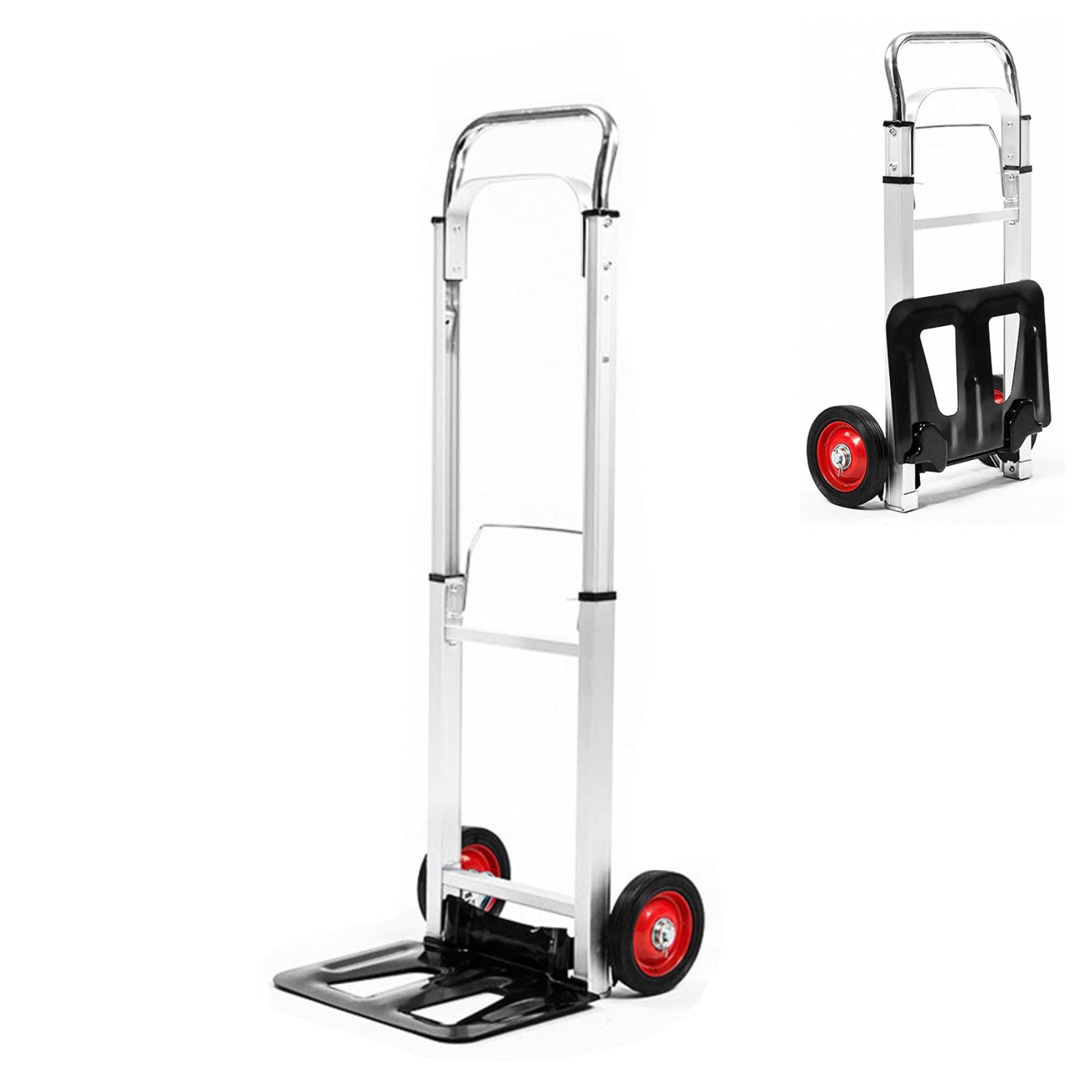Image of CARRELLO INDUSTRIALE PIEGHEVOLE IN ALLUMINIO CON PNEUMATICI ANTIFORATURA E CAPACITÀ DI CARICO DI 90KG
