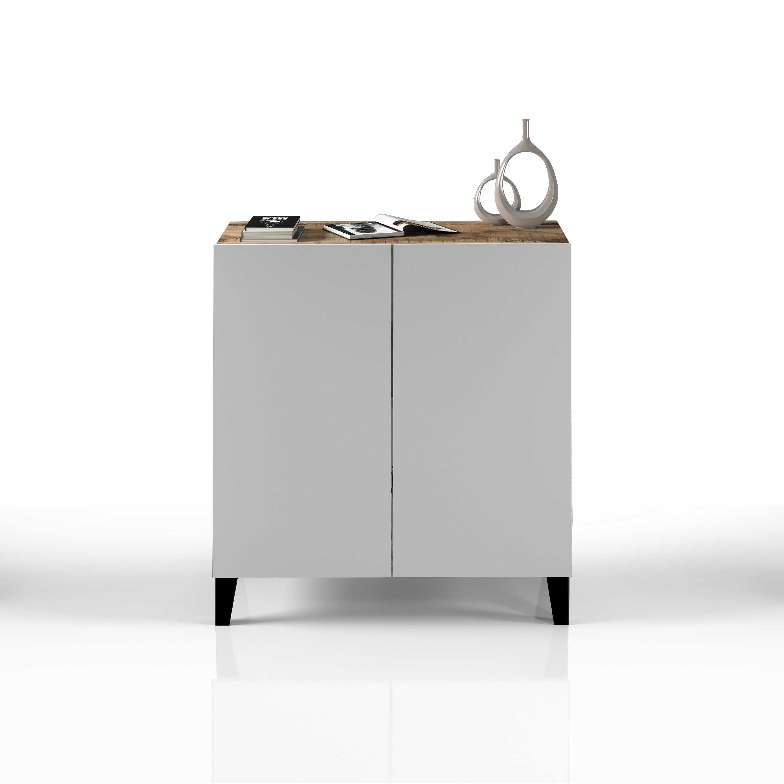 WHOUS Armadio Multiuso con 2 Ante, Made in Italy DIMENSIONI: 79,20x38x92,5, COLORE: Acero/bianco opaco