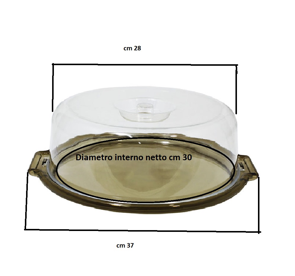 Porta dolci torta grande rotonda Cupola Vassoio vetrina esposizione Trasparente