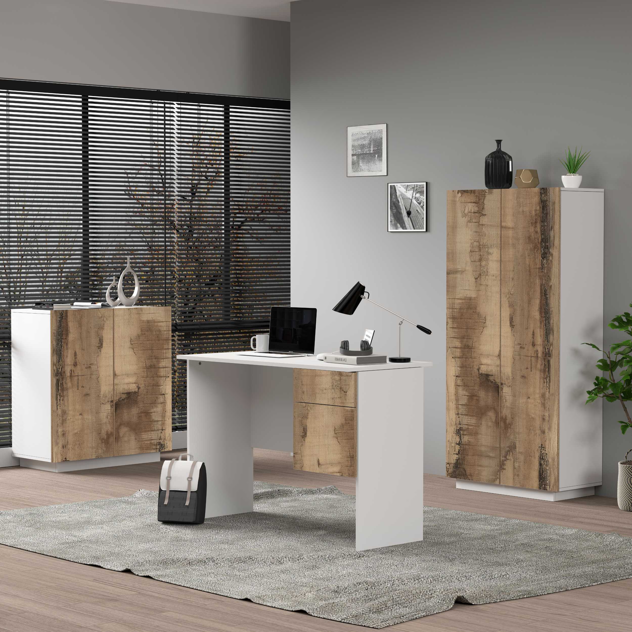 WHOUS Armadio Multiuso con 2 Ante, Made in Italy DIMENSIONI: 79,20x38x86 cm, COLORE: Bianco Opaco e Acero