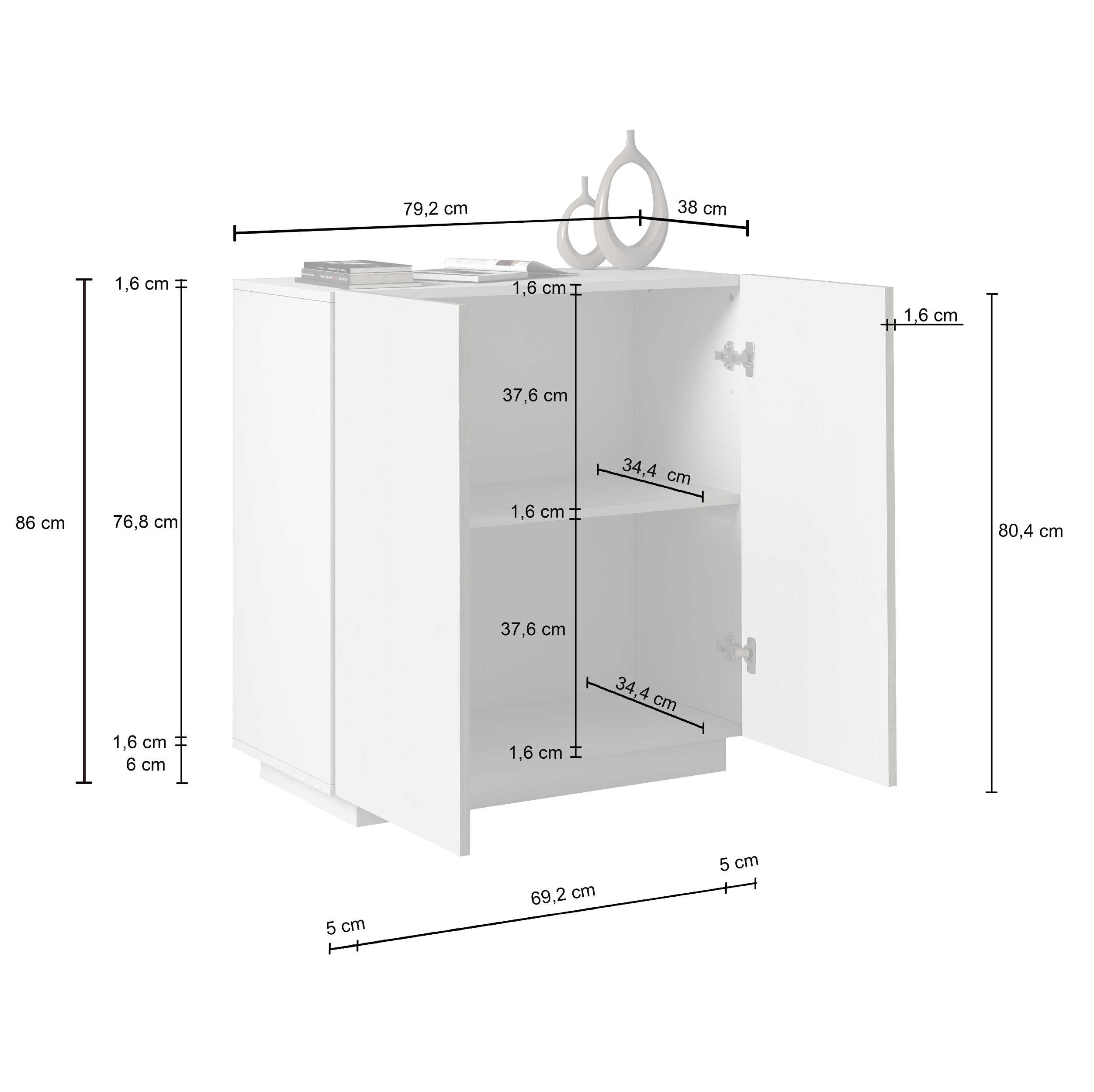 WHOUS Armadio Multiuso con 2 Ante, Made in Italy DIMENSIONI: 79,20x38x86 cm, COLORE: Antracite opaco