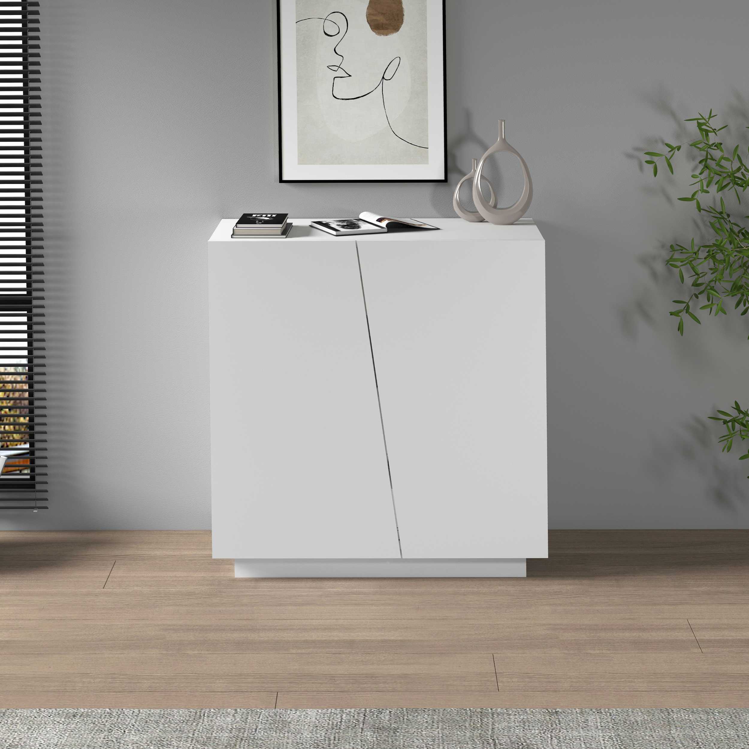 WHOUS Armadio Multiuso con 2 Ante, Made in Italy DIMENSIONI: 79,20x38x86 cm, COLORE: Bianco opaco