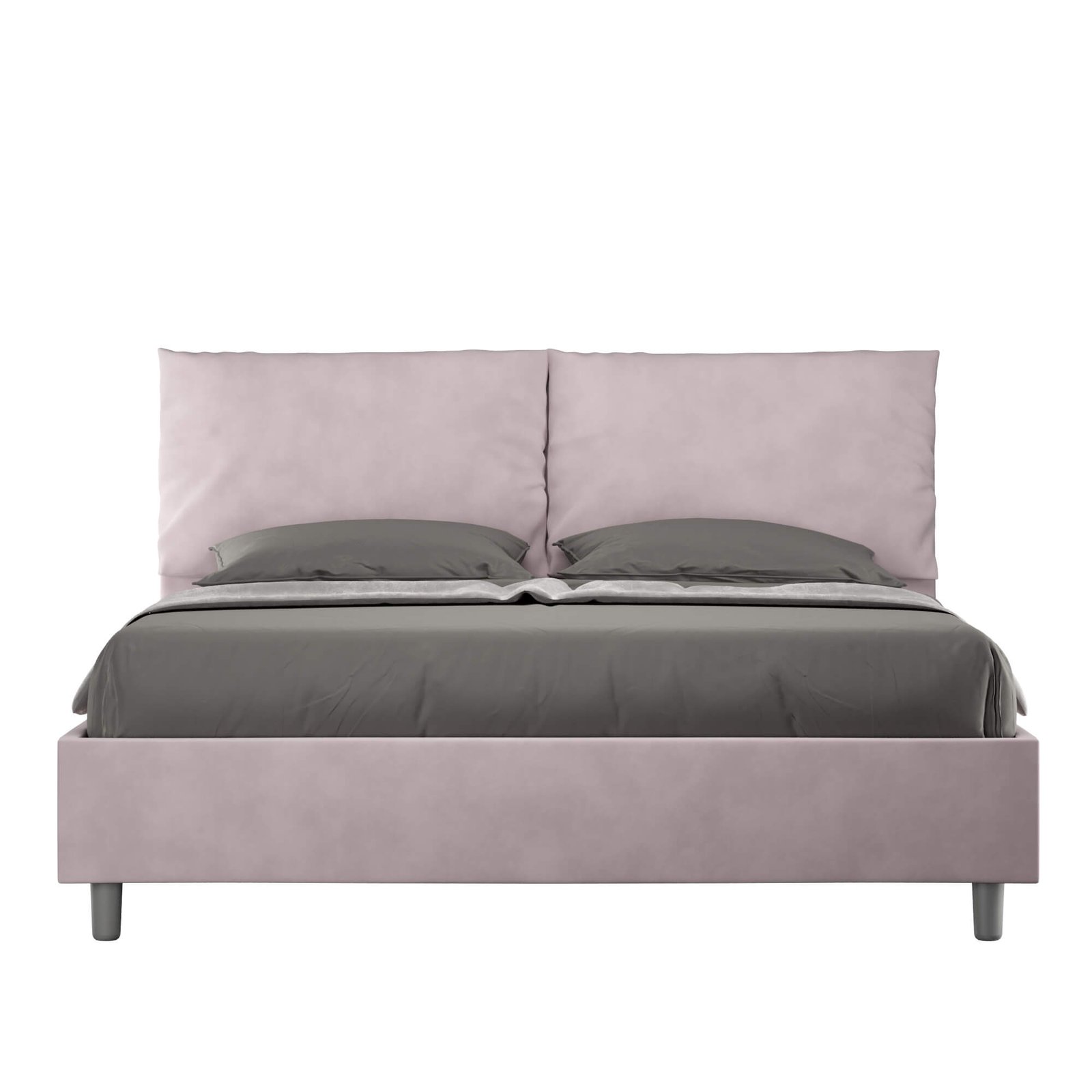 Letto Matrimoniale rivestito in Microfibra - ANTEA LARGE Colore: Glicine, Tipologia Letto: Con Rete e Contenitore, Dimensione Rete: 150x210