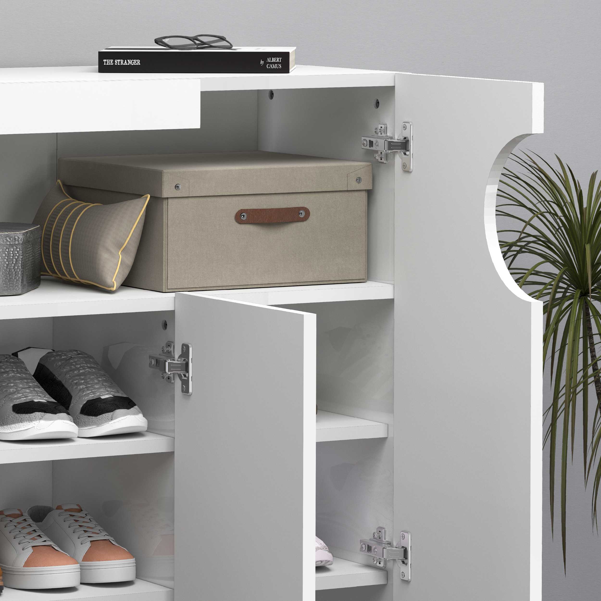 WHOUS Armadio Portascarpe Bianco Lucido, Made in Italy DIMENSIONI: 90x38x120 cm