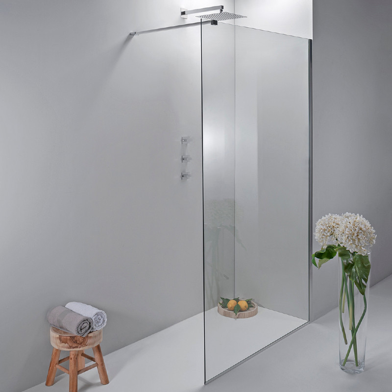 Box Doccia Walk In 80Cm - Cabina Doccia In Cristallo Temperato 8Mm, Trasparente E Anticalcare Con Profilo In Alluminio Cromato Ad Installazione Reversibile - Facile Da Installare E Pulire-image