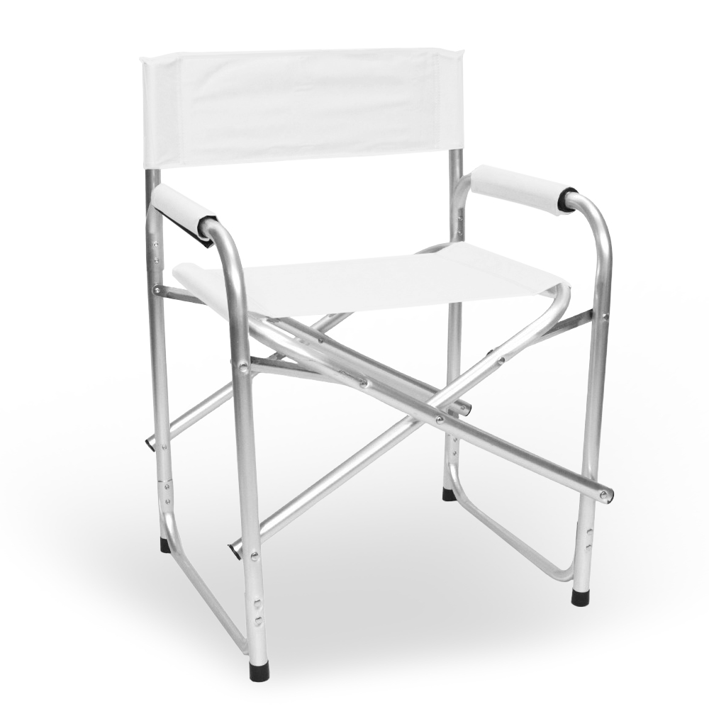 Image of Sedia relax pieghevole Regista in alluminio con rivestimento in textilene bianco