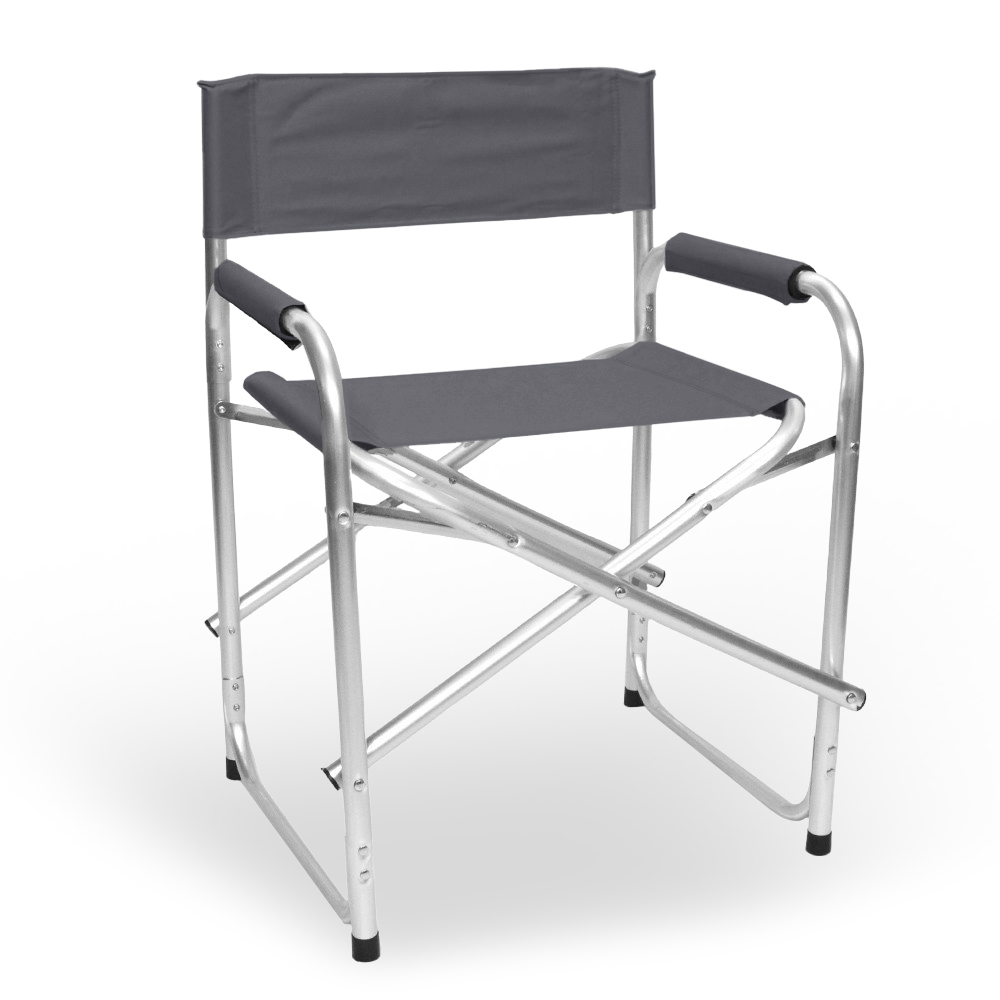 Image of Sedia relax pieghevole Regista in alluminio con rivestimento in textilene grigio