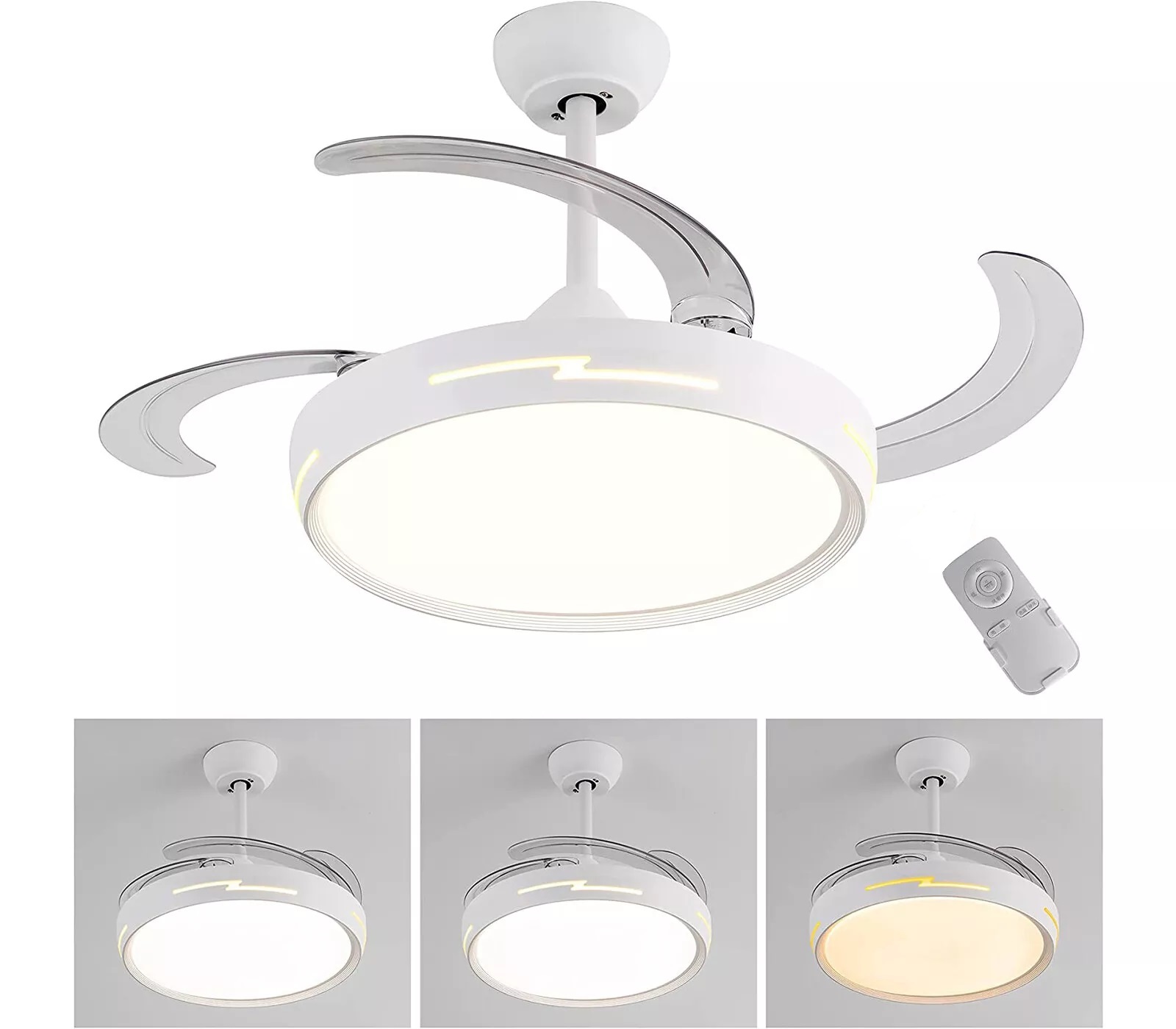 Image of Ventilatore Da Soffitto Con Luce Pale Scomparsa 72W Lampadario Sospensione con Telecomando incluso Regolabile 3000K 4000K 6500K