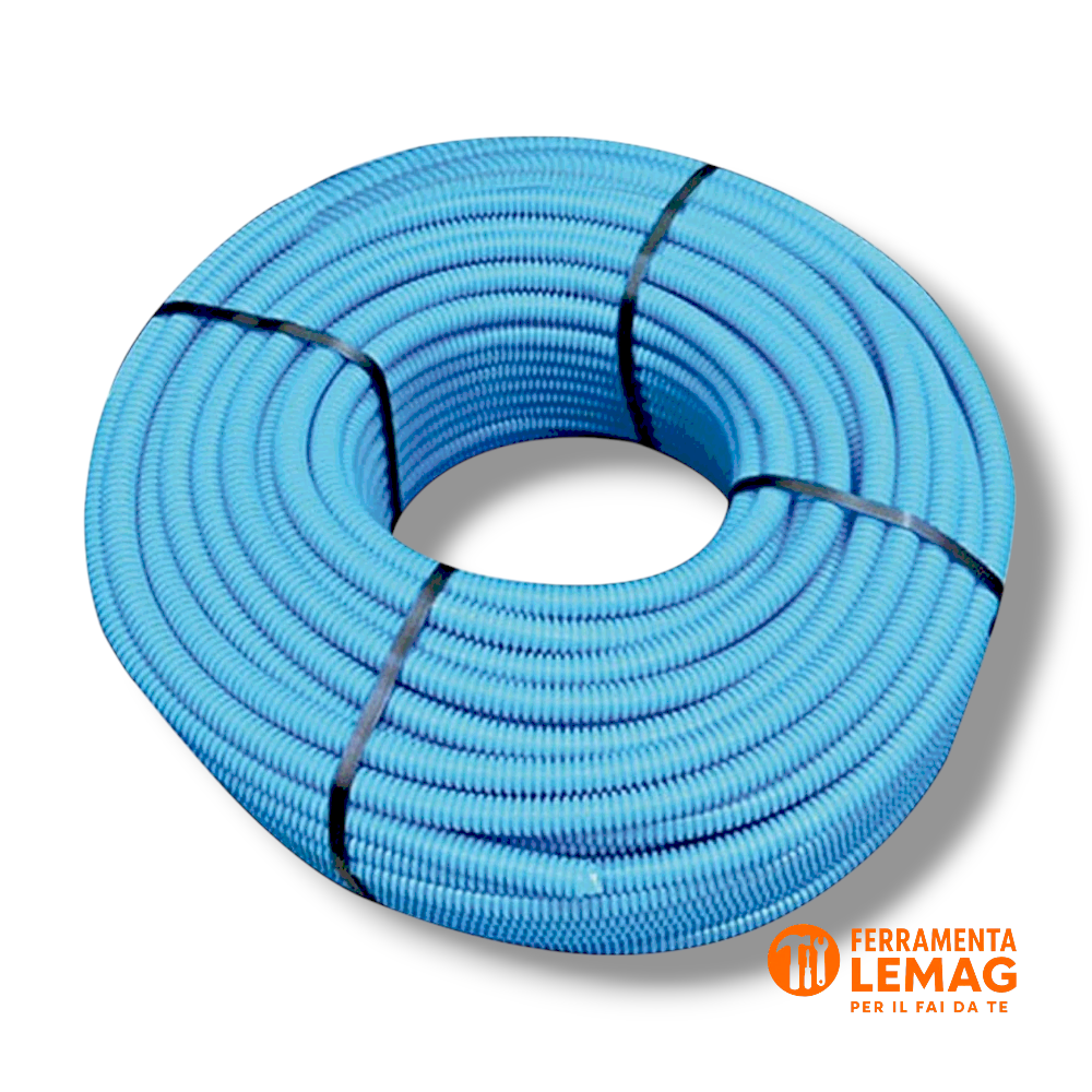 Tubo corrugato Tubifor Ø25 mm azzurro 50 m autoestinguente con tirafilo