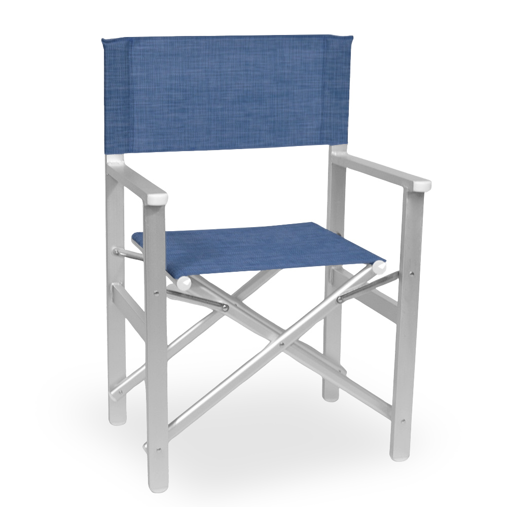 Image of Sedia Regista Ketty in alluminio con seduta e schienale in textilene blu