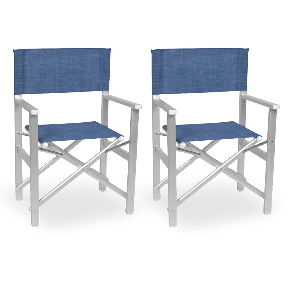 Image of Sedia Regista Ketty in alluminio con seduta e schienale in textilene blu x 2