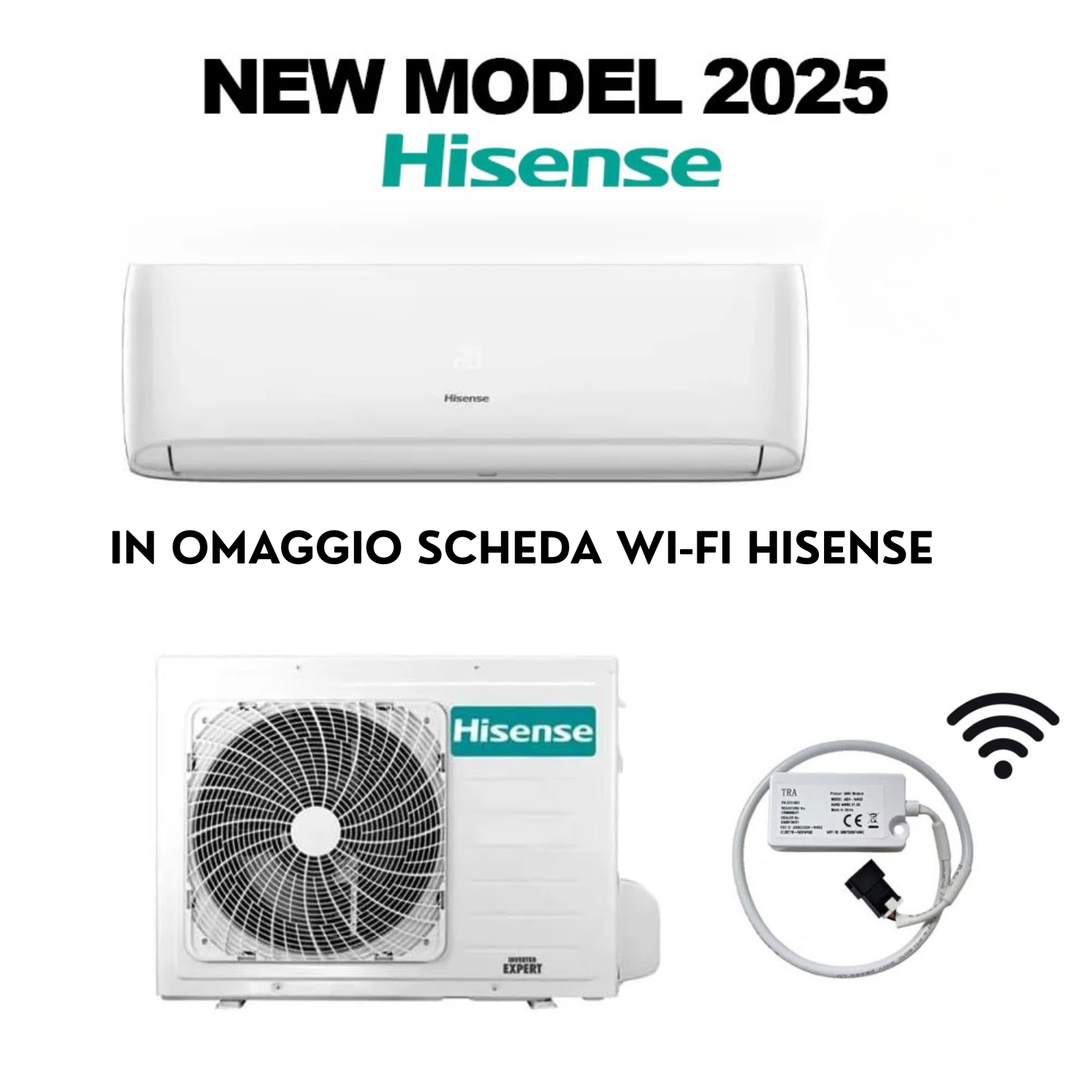 Image of Hisense Climatizzatore Serie NEW MODEL 2025 EASY SMART 12000 BTU Inverter CA35LR03G + AS35LR03W R-32 + Modulo Wi-FI Omaggio