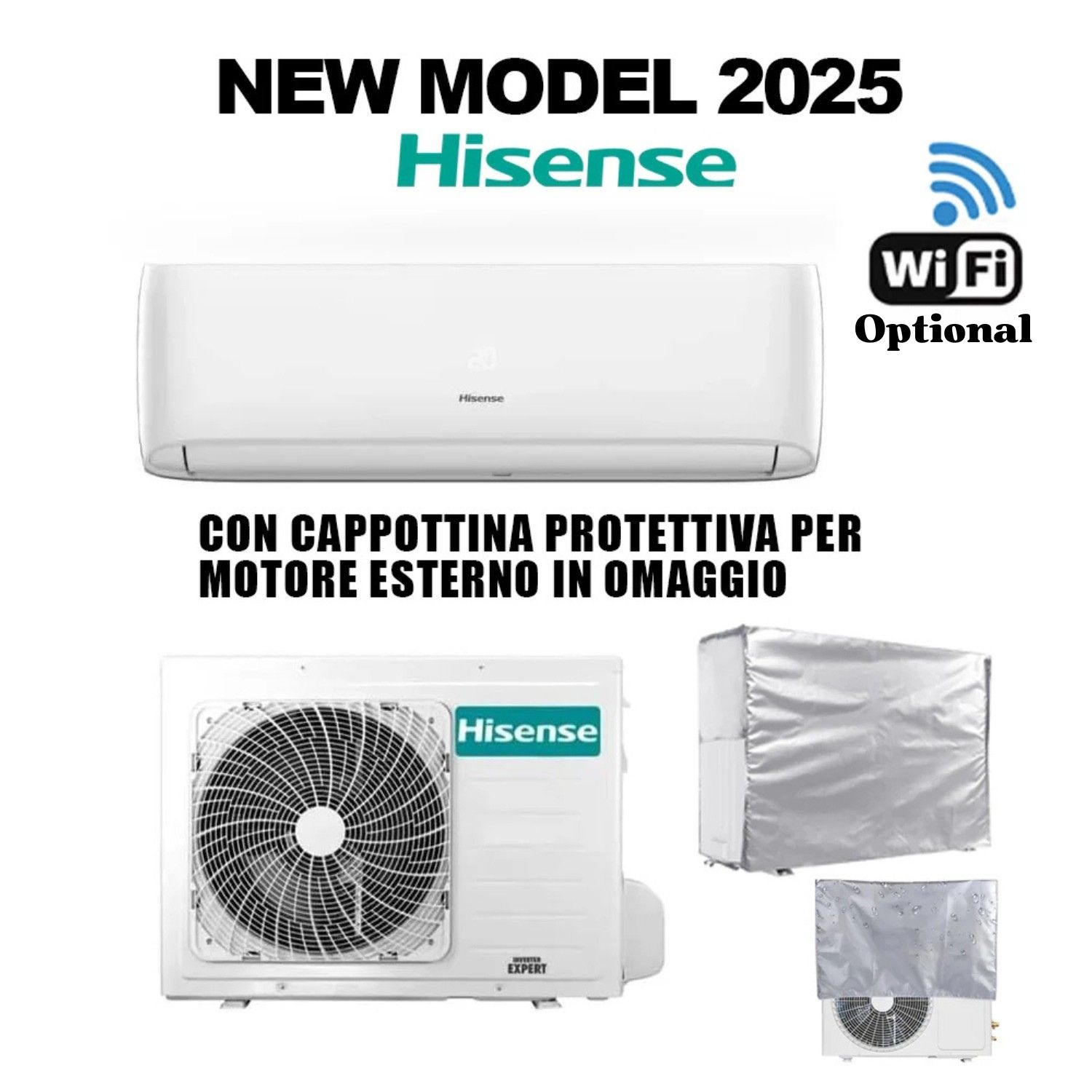 Image of Hisense Climatizzatore Serie NEW MODEL 2025 EASY SMART 12000 BTU Inverter CA35LR03G + AS35LR03W R-32 + Telo Unità esterna