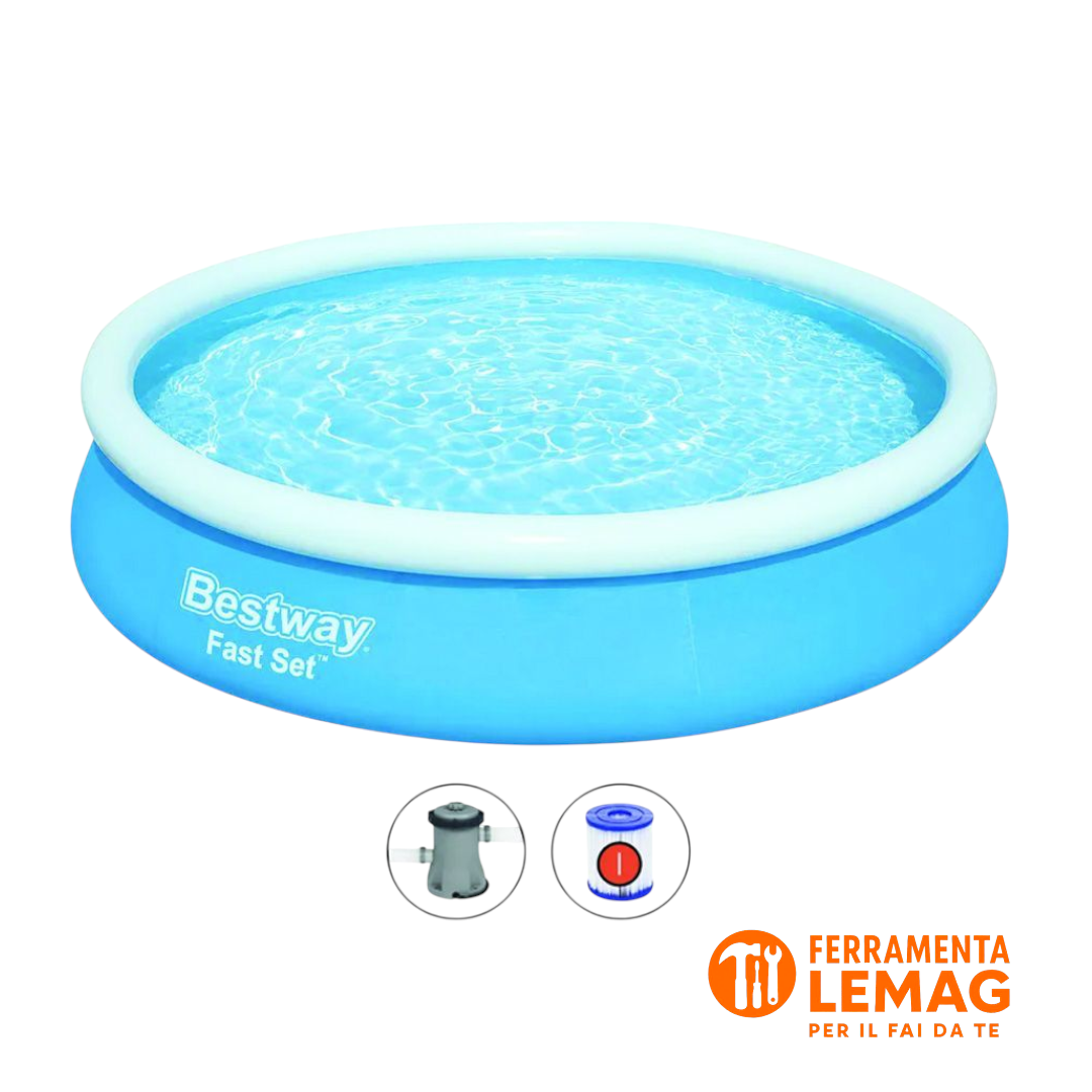 Bestway Piscina Autportante Tonda 366x76 cm con Pompa Filtro - Lemag srl