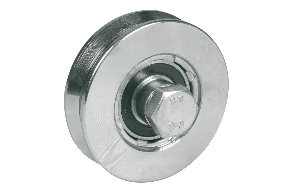 Ruota per cancelli in acciaio - 2 cuscinetti a sfera - gola a V - IBFM 362