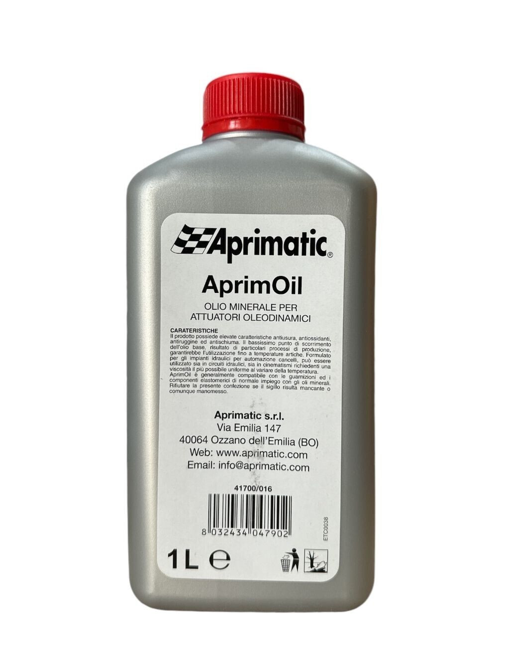 Olio idraulico APRIMATIC APRIMOIL 1 Lt motori elettrici per cancelli e attuatori