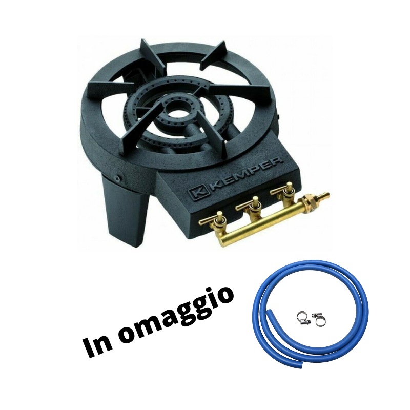 Kemper 104988 Fornellone Ghisa 3 Rubinetti 8,6Kw Cucina Gas Gpl tubo omaggio