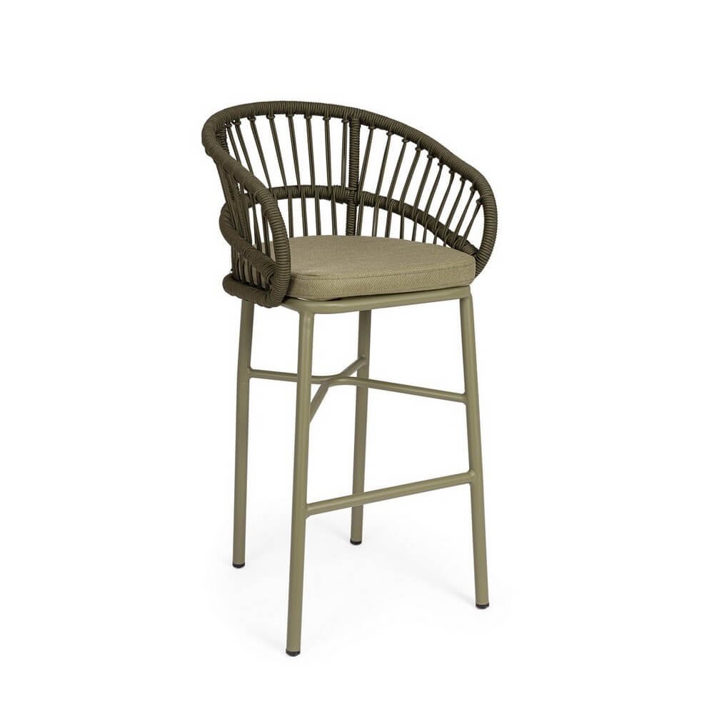 Set 4 Sgabelli Bar Alluminio Beige Boho da Esterno - ODIVELAS Colore: Verde