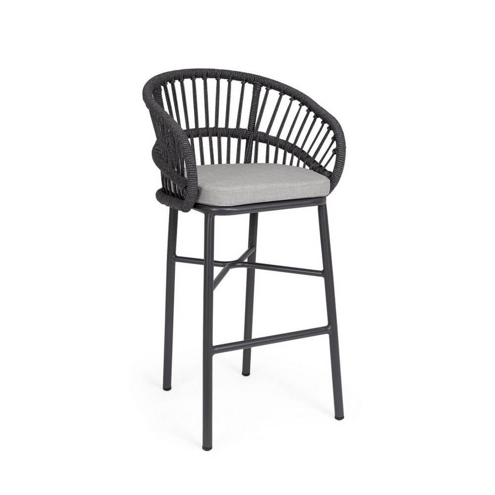 Set 4 Sgabelli Bar Alluminio Beige Boho da Esterno - ODIVELAS Colore: Antracite