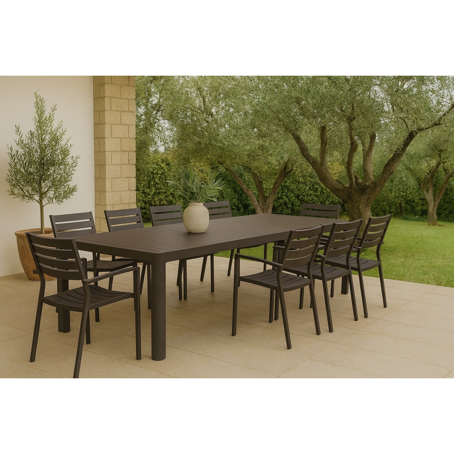 TAVOLO TELEX 200-300X100XH75CM TAUPE.