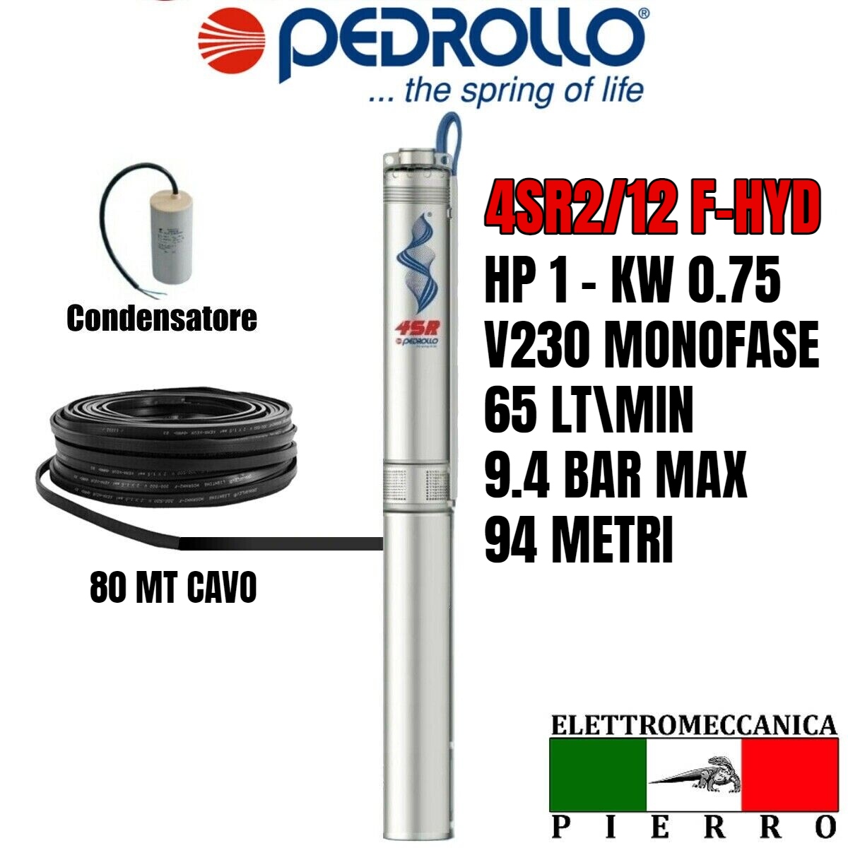 4SR2/12 POMPA COMPLETA SOMMERSA X POZZI 4