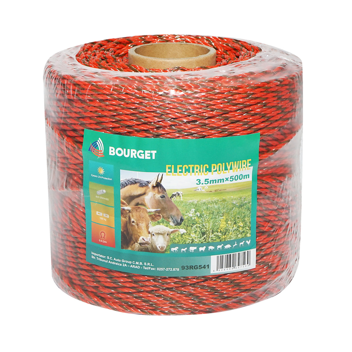 Filo arancione-nero, diametro 3.5 mm, 6x0.25 mm SS, 500 m per recinzione elettrica, resistenza 0.9 Ohm, Bourget