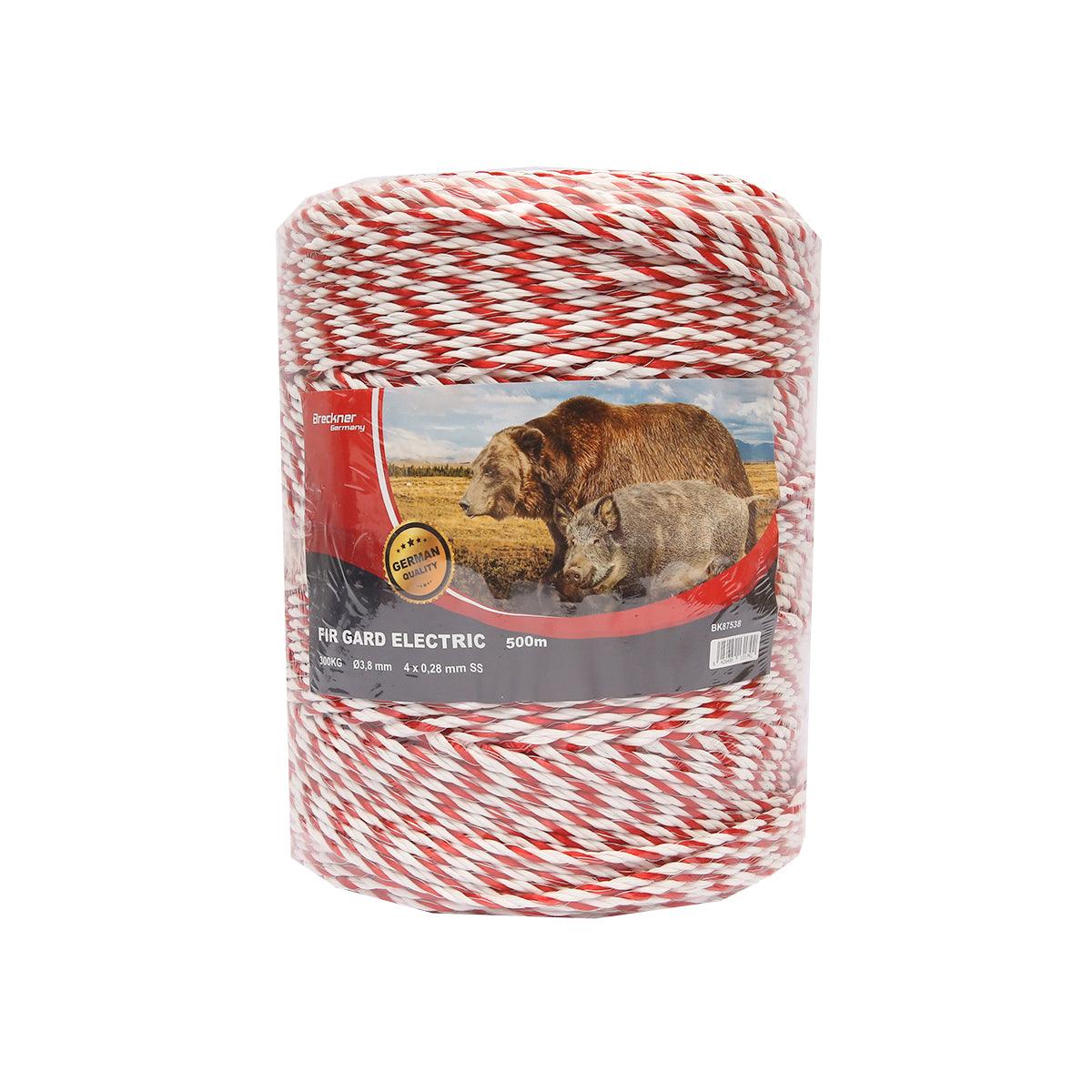 Filo per recinto elettrico, Lunghezza 500 MT, Ø3.8mm 4x0.28mm SS, colore Bianco/Rosso Recinzioni Elettriche Breckner Germany