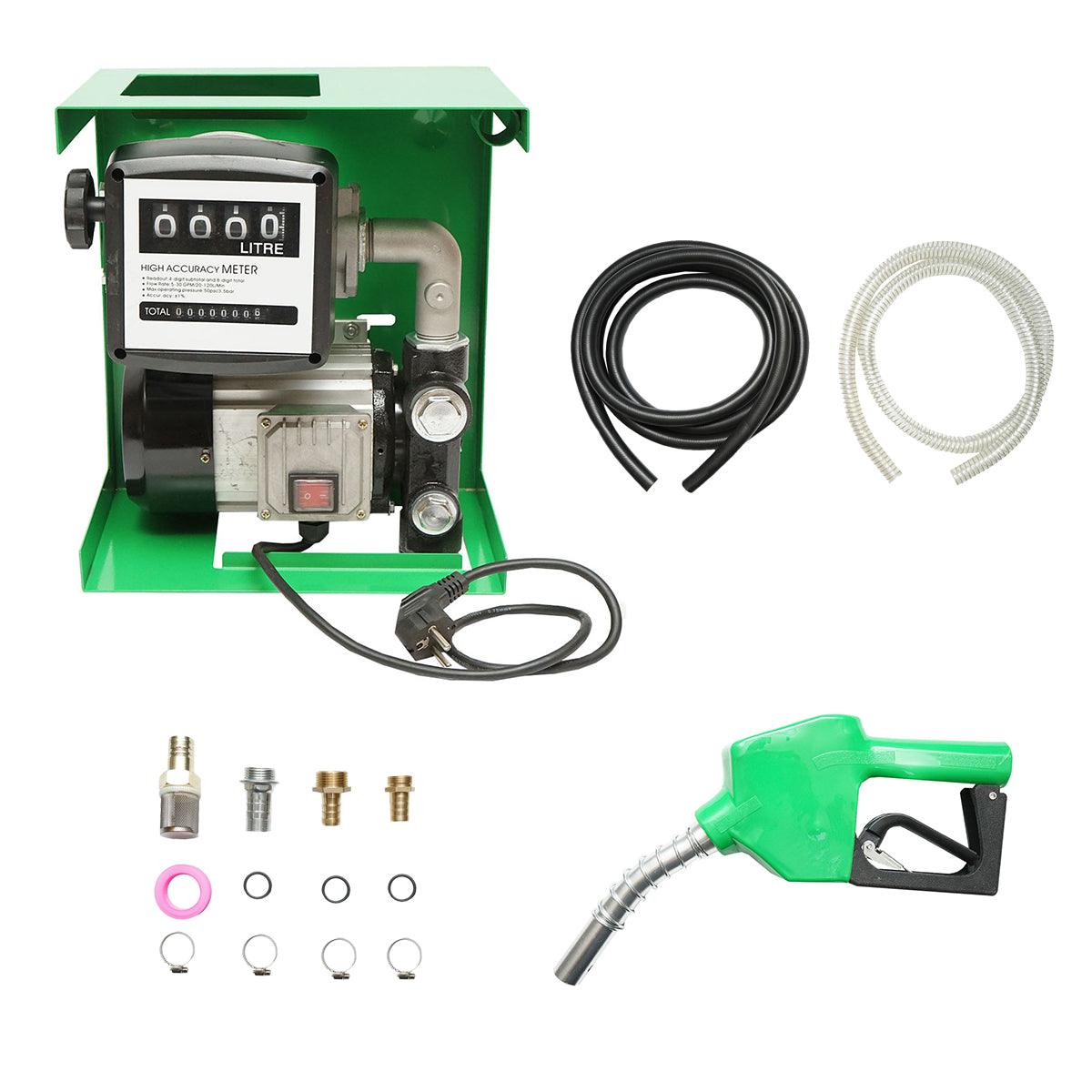 Kit Pompa di Trasferimento Gasolio 220V 750W con Contatore, Tubo di Aspirazione da 1,5 m, Tubo di Trasferimento da 4 m e Pistola - Breckner Germany: