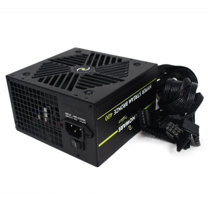 Image of Alimentatore Tecnoware Hyper Stream Bronze 400W ATX - per Office PC ATX Hyper Stream 400 - Ventola 12 cm - 1 x 24 Poli, 1 x 12 V 4+4 Poli, 2 x 6+2 PCI-E, 2 x Molex, 4 x SATA