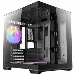 Antec 0-761345-10217-9 computer case Mini Tower Nero (Antec CX60M ARGB Mini Tower Micro ATX Gaming Case, Black, Tempered Glass Panels, Dual Chamber De