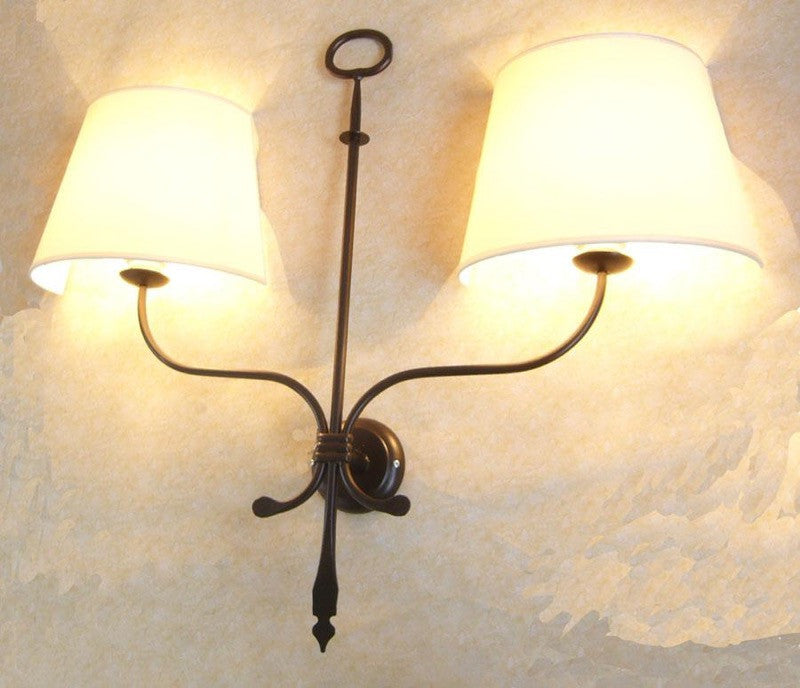 Image of APPLIQUE LANTERNA LOIRA 2 LUCI D.35 FERRO BATTUTO CRUCCOLINI LAMPADE LANTERNE
