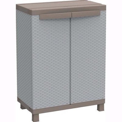 Image of ARMADIO 2 ANTE BASSO IN RESINA CON RATTAN TERRY CM. 68x39x92H GRIGIO TORTORA