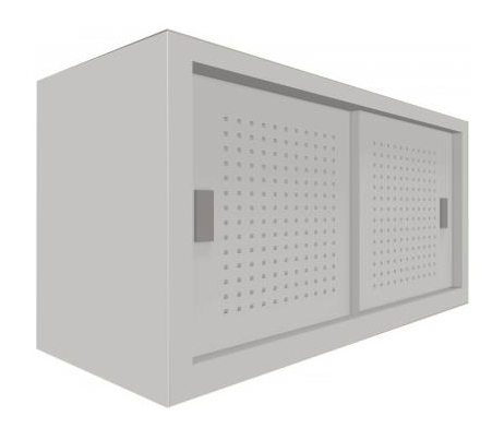 Armadio Basso Archiviazione Con Ante Forate Scorrevoli Cm. 180X37,5X90H-image