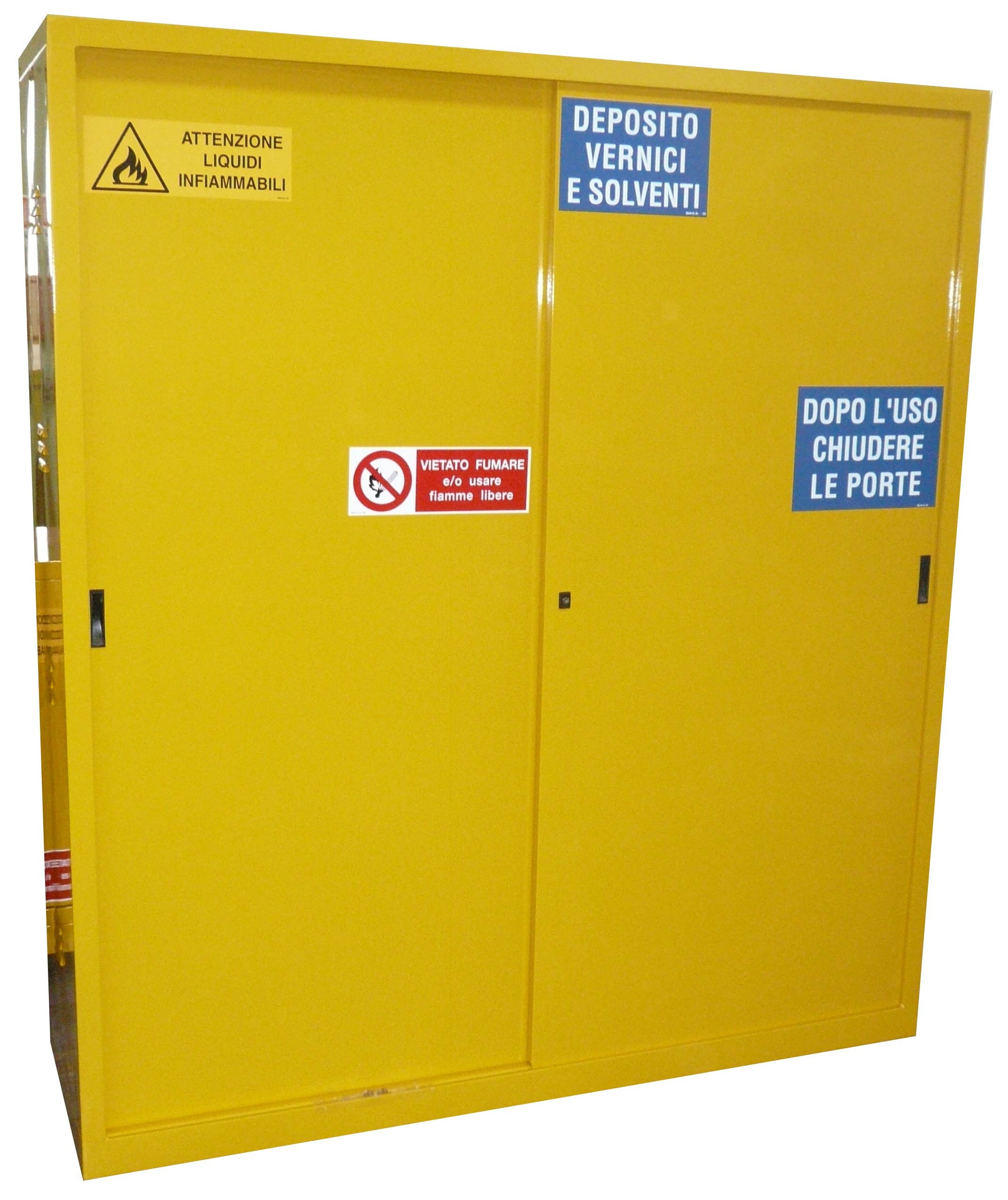 Armadio monoblocco ad ante scorrevoli per comburenti, vernici e prodotti infiammabili, di sicurezza cm. 180x50x195H