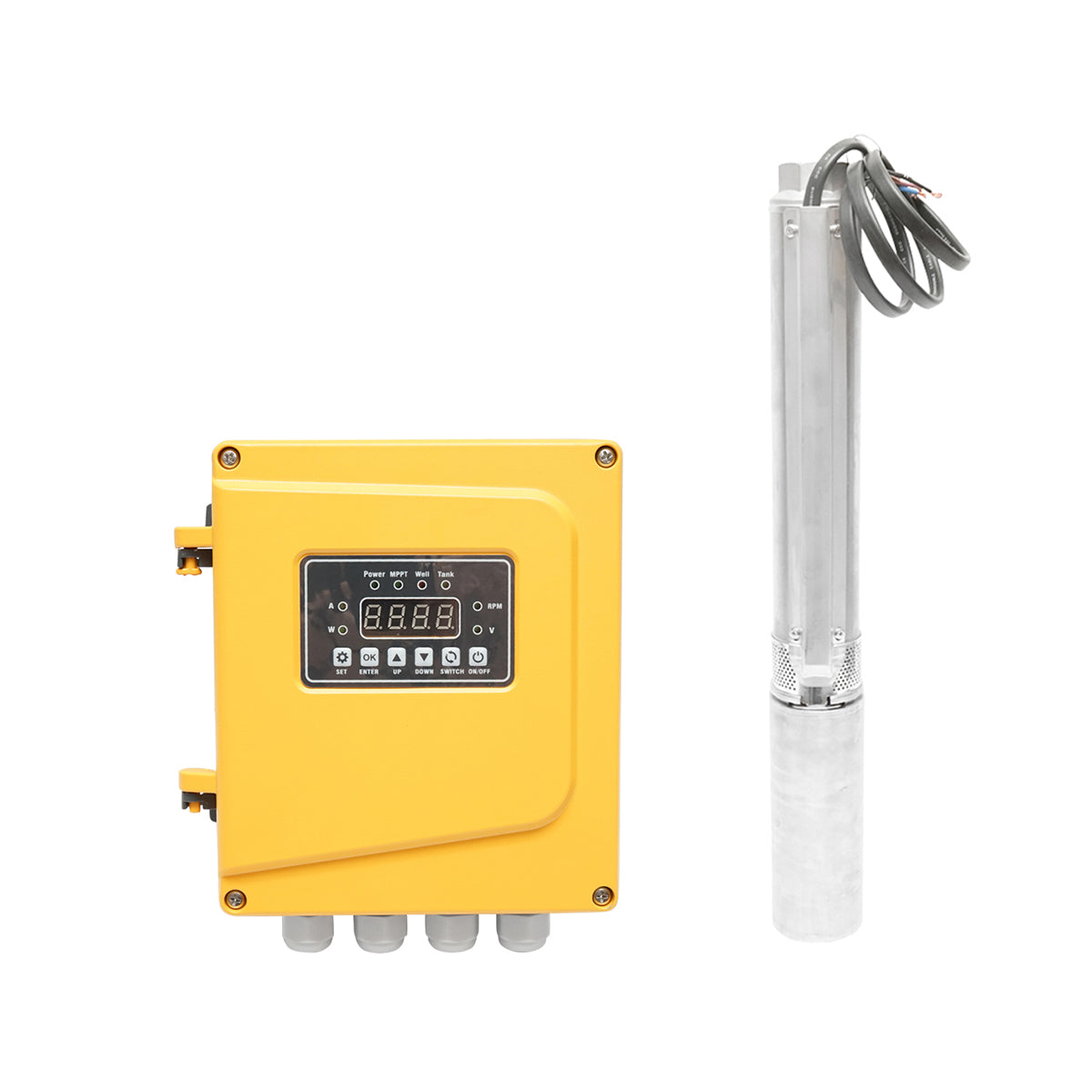 Pompa sommersa 1200W, 180V, portata 4.44m³/h, diametro 75mm con controller per pannello solare fotovoltaico Breckner Germany