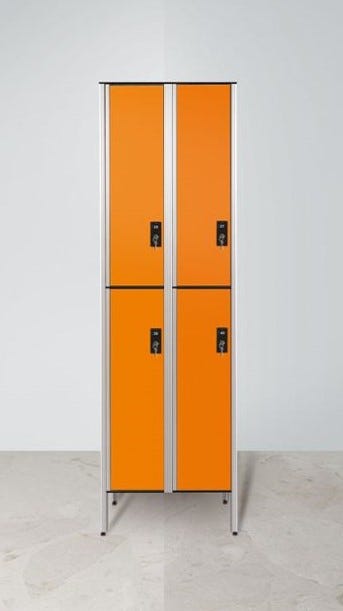 Armadio spogliatoio in laminato stratificato HPL sovrapposto a 4 posti certificato per uso alimentare cm. 80x50x200h