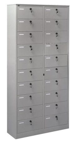 Armadio verniciato a 20 vani con apertura singola cm. 90x35x200h