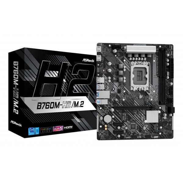 ASRock B760M-H/M.2 - Motherboard - micro ATX - LGA1700-Sockel - B760 Chipsatz - USB-C 3.2 Gen 1, USB 3.2 Gen 1 - Gigabit LAN - Onboard-Grafik (CPU erf