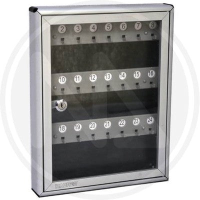 Image of BACHECA PER 24 CHIAVI PORTACHIAVI IN ALLUMINIO MAURER CON SPORTELLO CM. 29x4x37