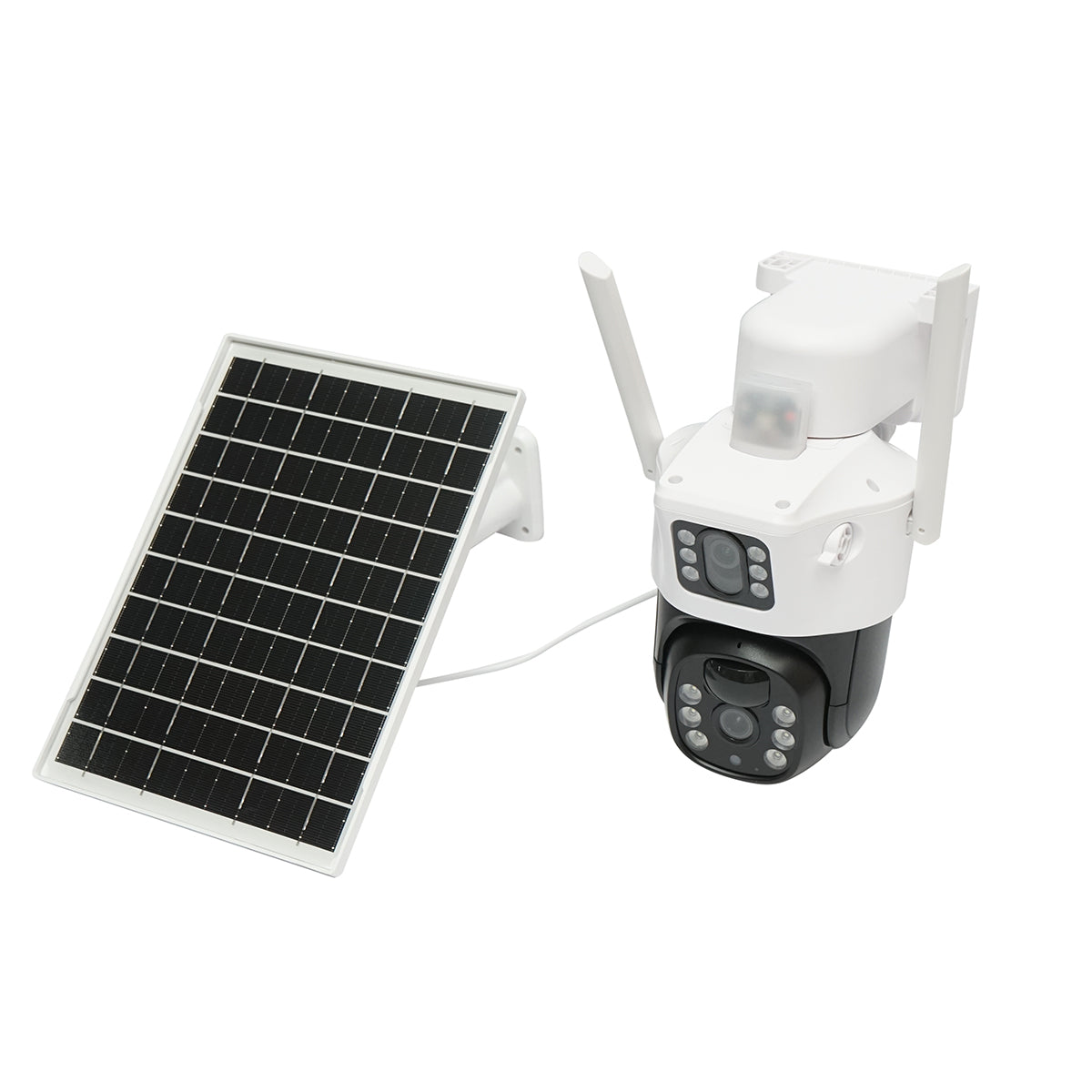 Image of Telecamera di videosorveglianza 2x2MP con doppio obiettivo, WIFI rotante con pannello solare da 7W, PTZ, 1080P, sensore di movimento, visione notturna, applicazione V380 Pro
