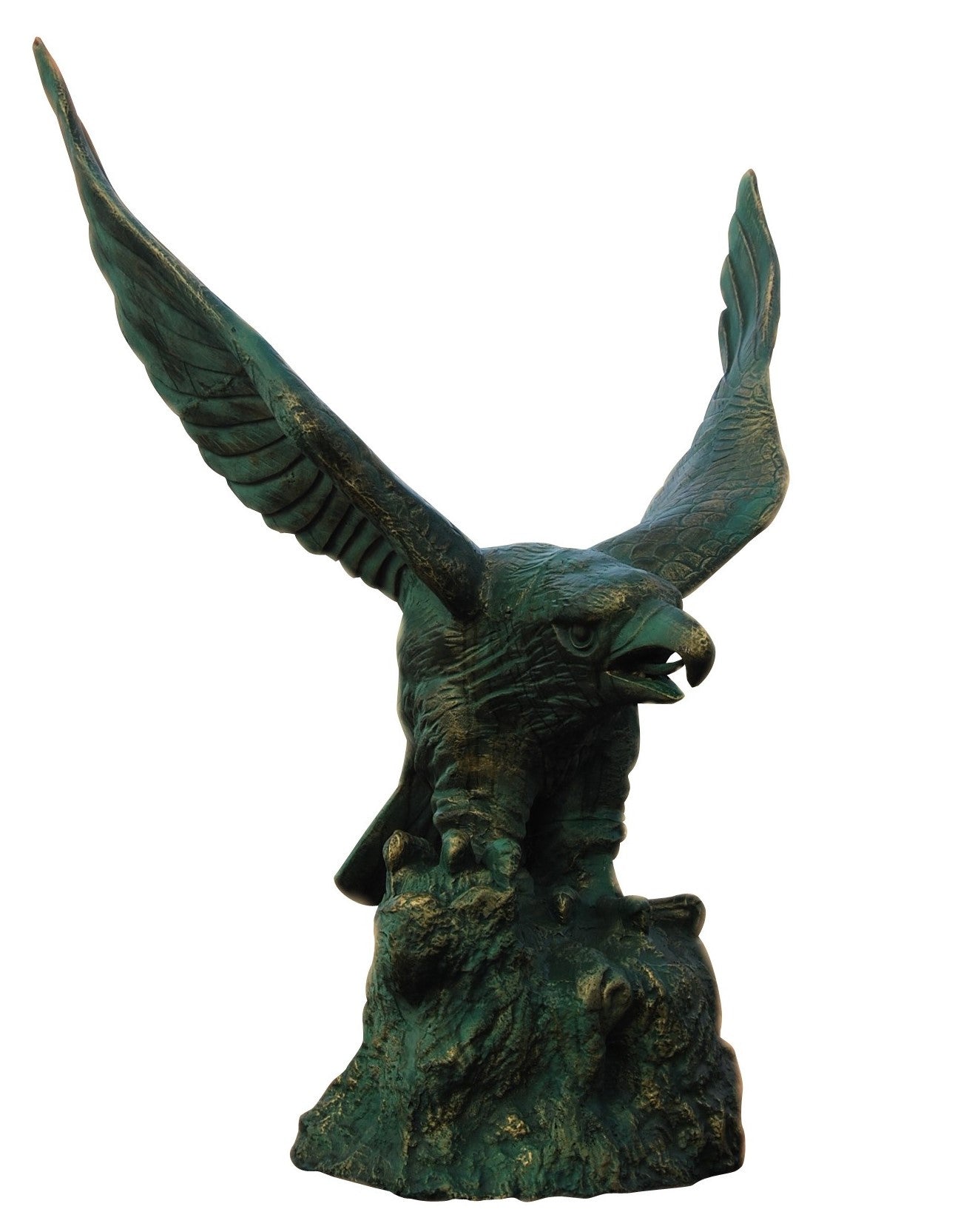 Biscottini Aquila in fusione di ghisa L180xPR125xH200 cm finitura verde anticata Imponente