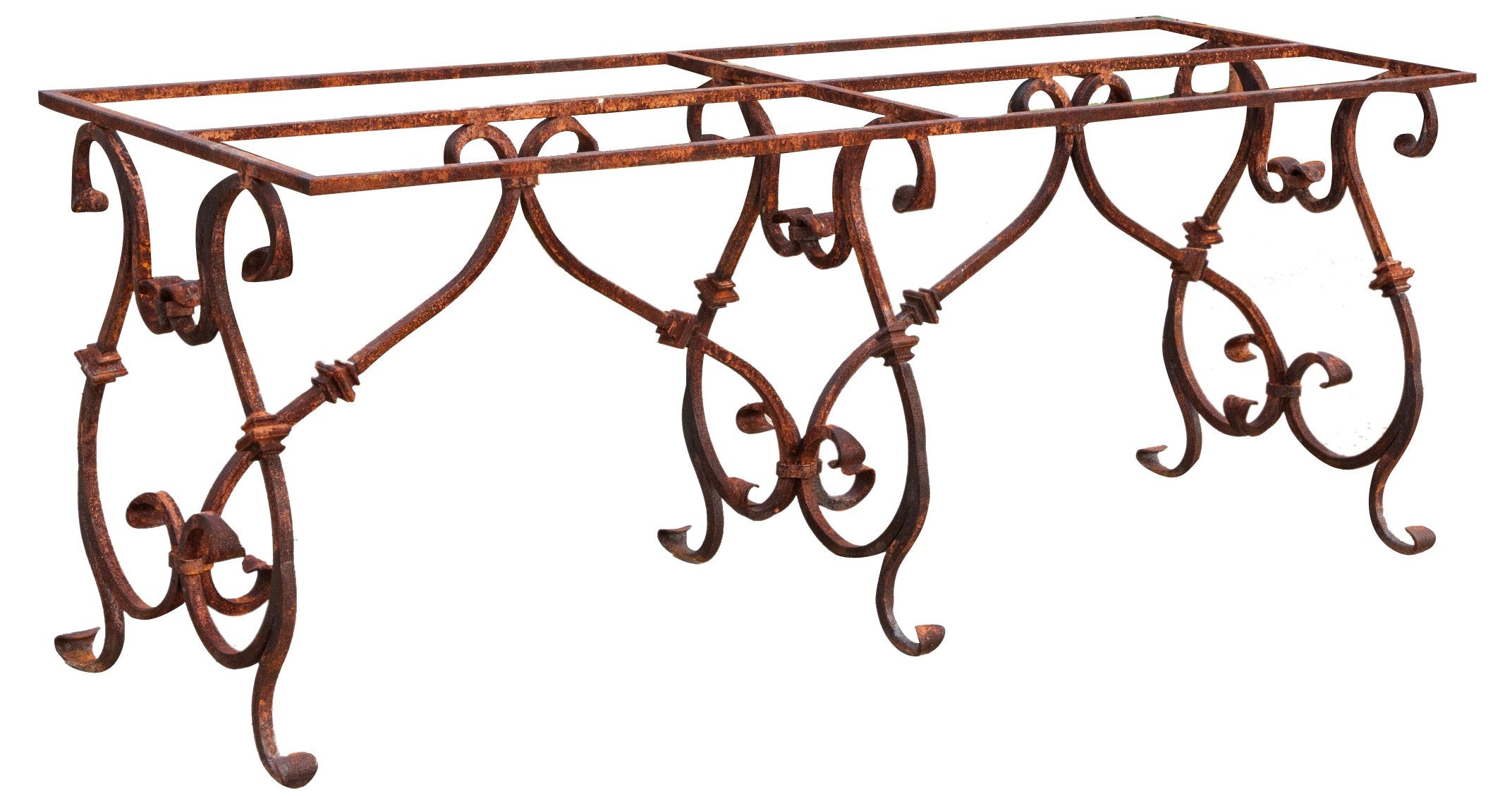 Biscottini Base tavolo in ferro pieno L200xPR70xH74 cm. forgiato mano trattato, Offerta