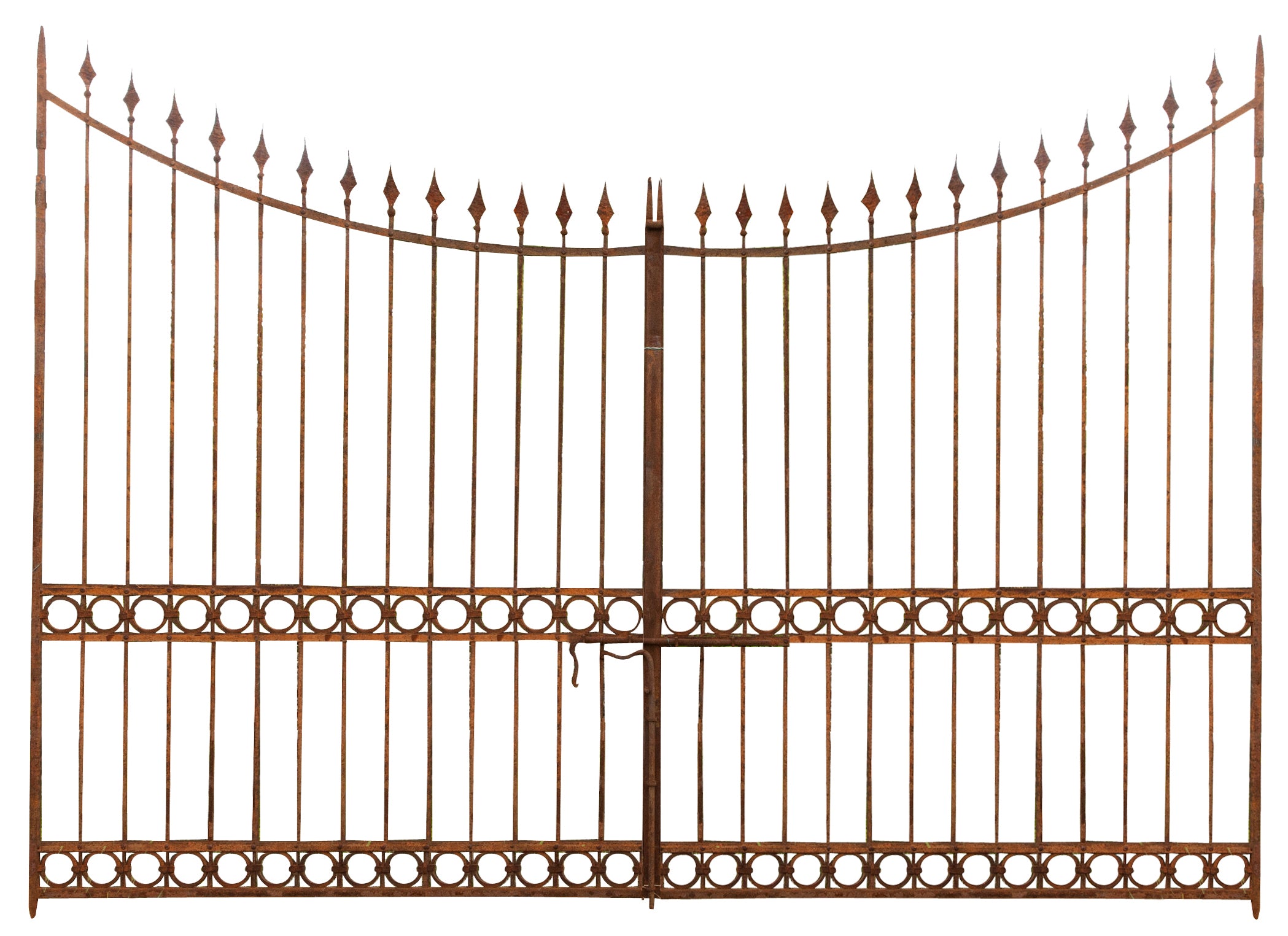 Biscottini Cancello in ferro pieno finitura anticata L400xPR10xH289 cm. Made in Italy