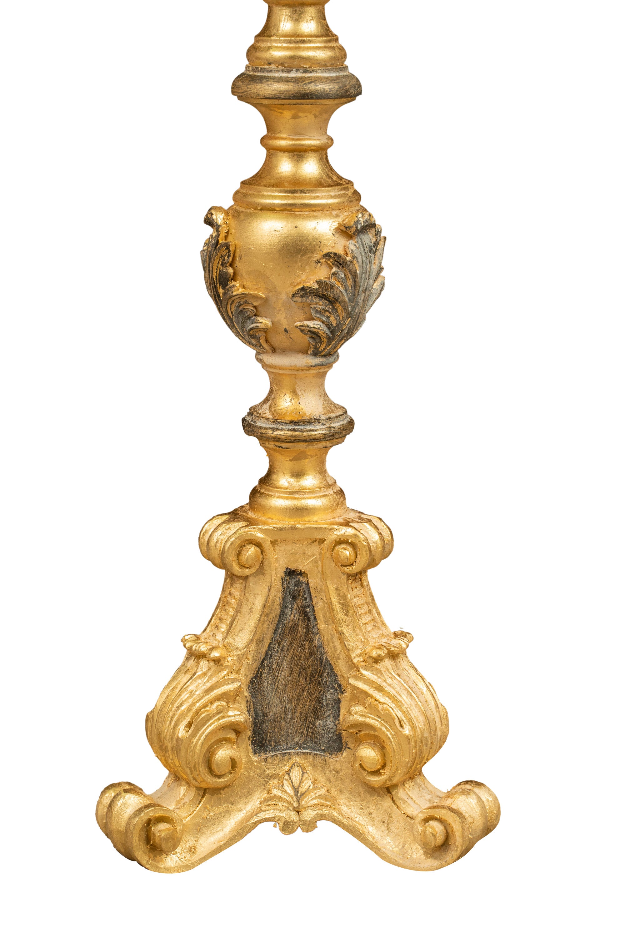 Biscottini Candeliere In Legno Finitura Foglia Oro Anticato E Nero Made In Italy Offerta-image