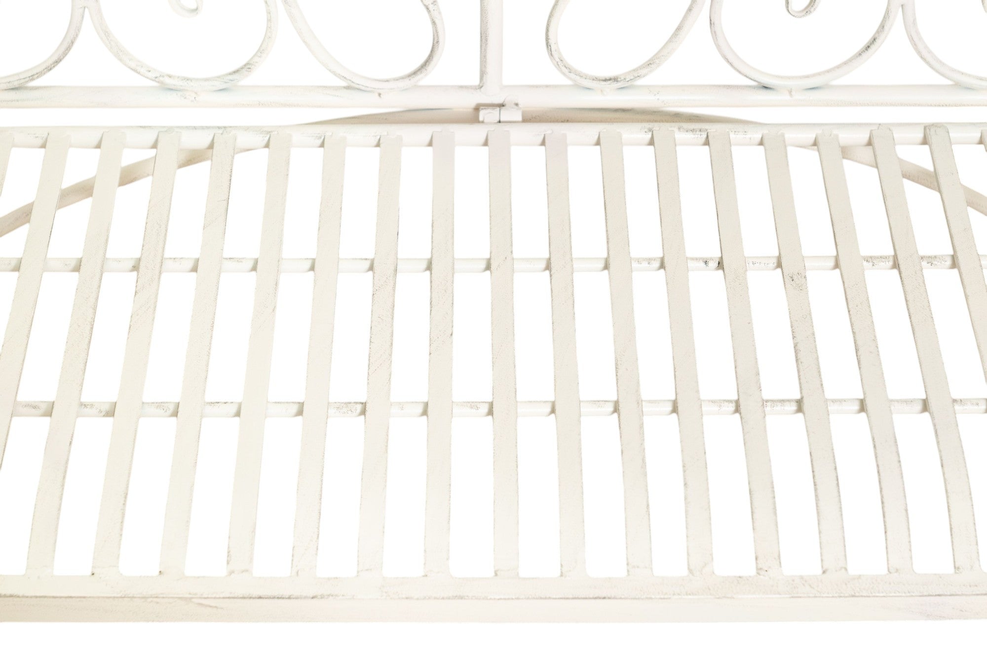 Biscottini Divanetto Panchina In Ferro Finitura Bianca Anticata Giardino Realizzato-image