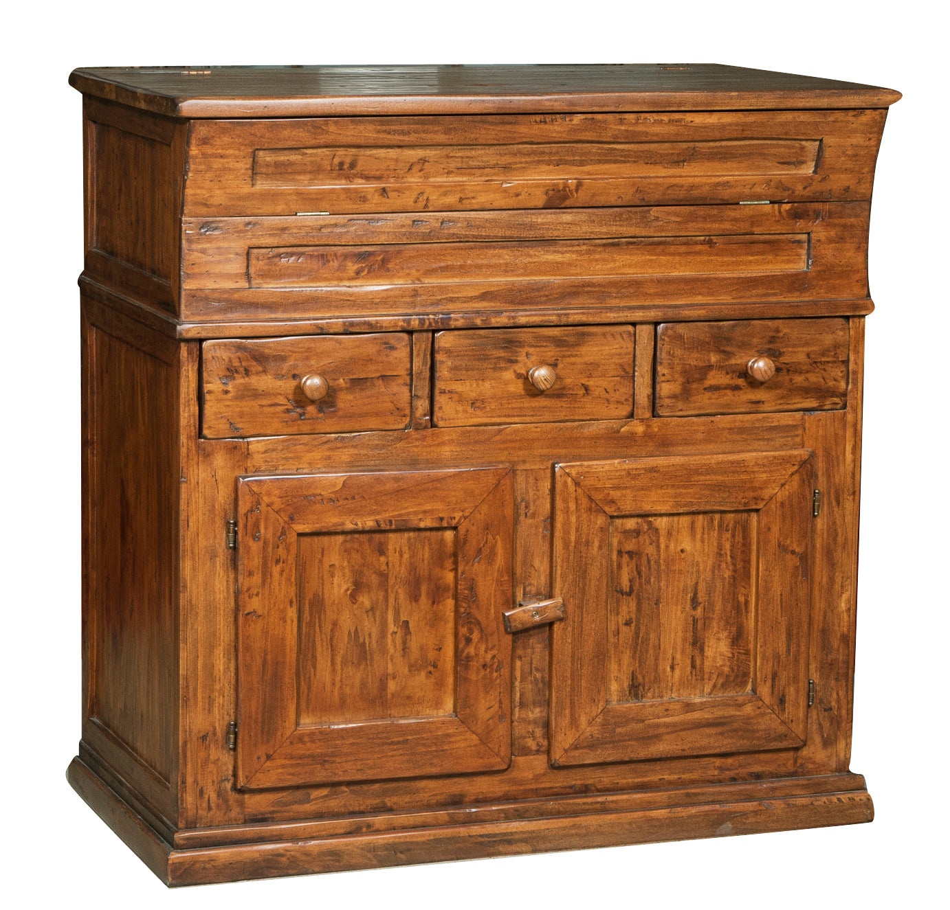 Biscottini Madia in legno massello di tiglio finitura noce L100xPR55xH101 cm. Made in Italy