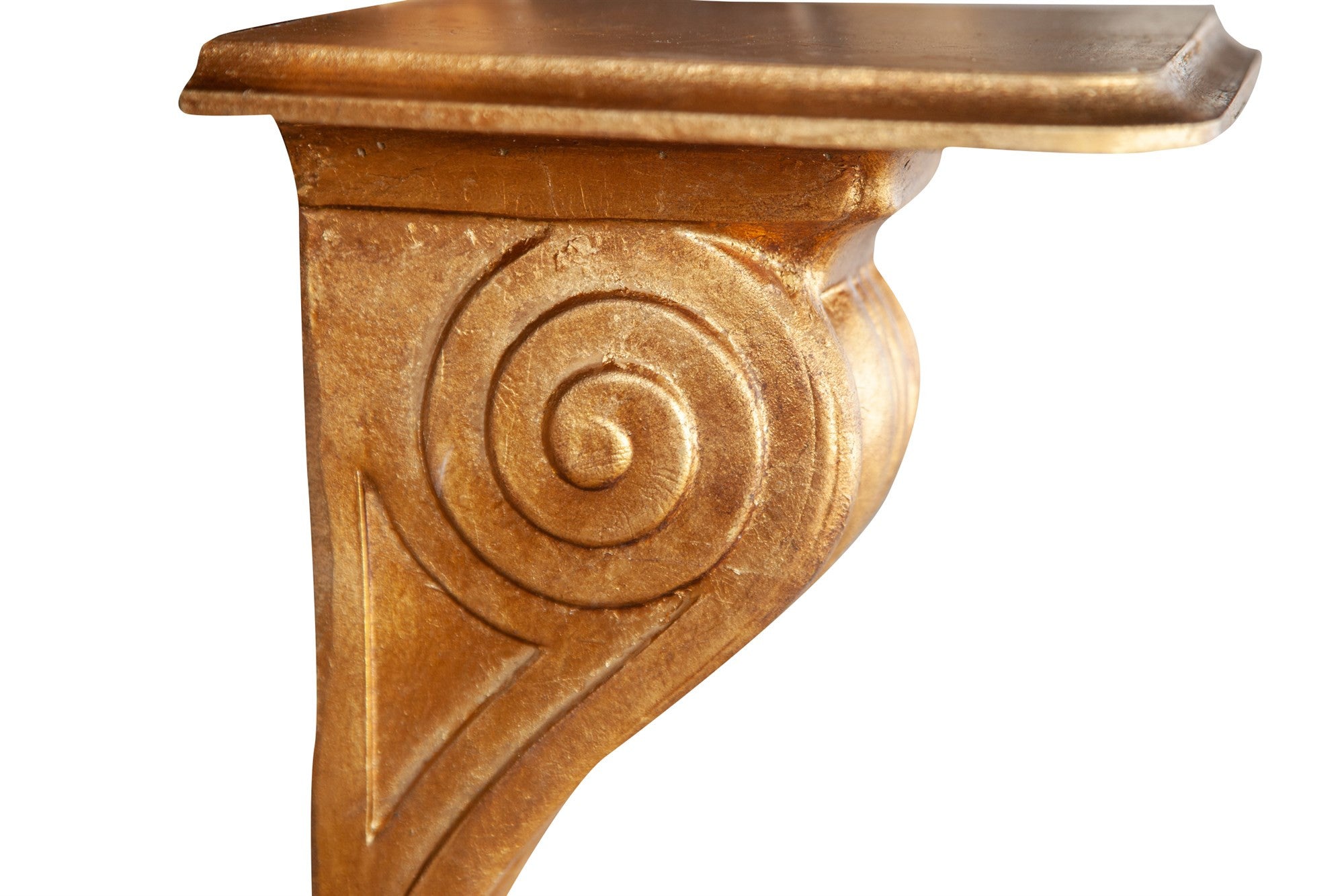 Biscottini Mensola Muro In Legno Finitura Foglia Oro Anticato Made In Italy-image