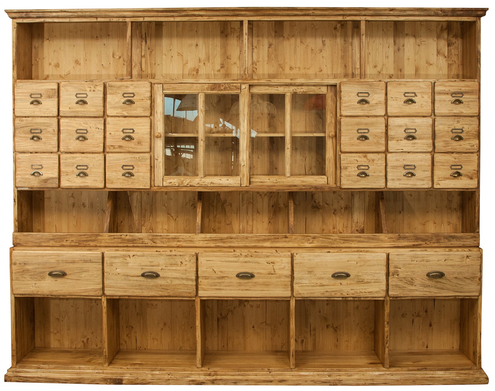 Biscottini Mobile farmacia in legno massello di tiglio finitura naturale L284xPR40xH220 cm . Made in Italy